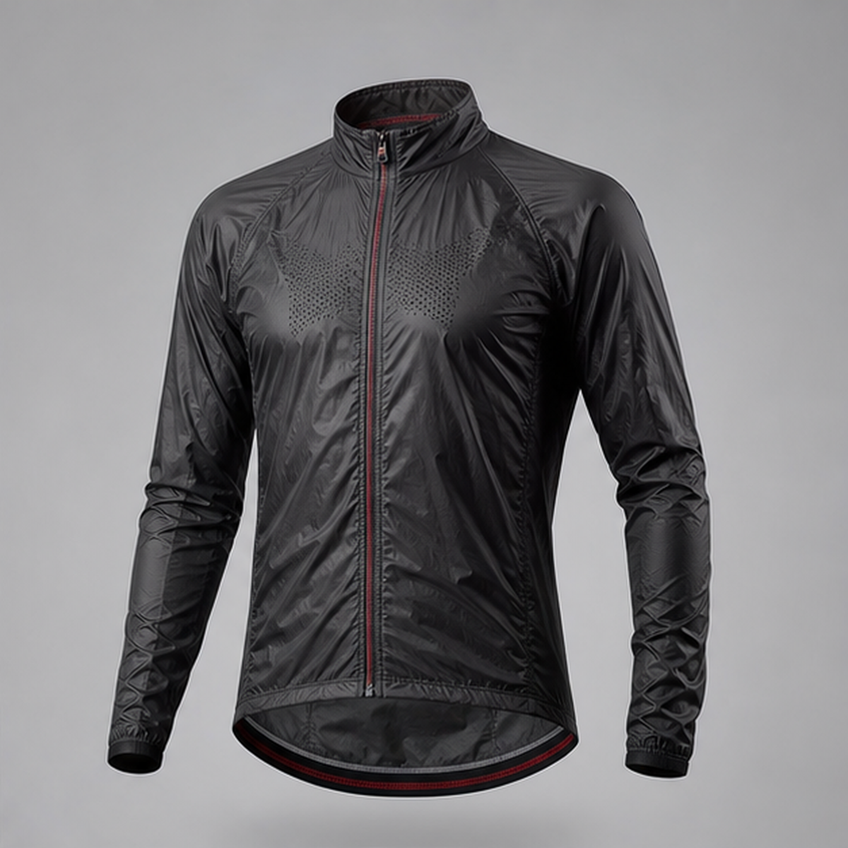 Lightweight cycling rain jacket product visualization