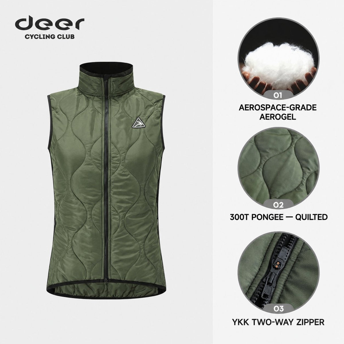 Women's Aerogel-Insulated Road Cycling Vest with Fleece Collar — product story image 06 of 30