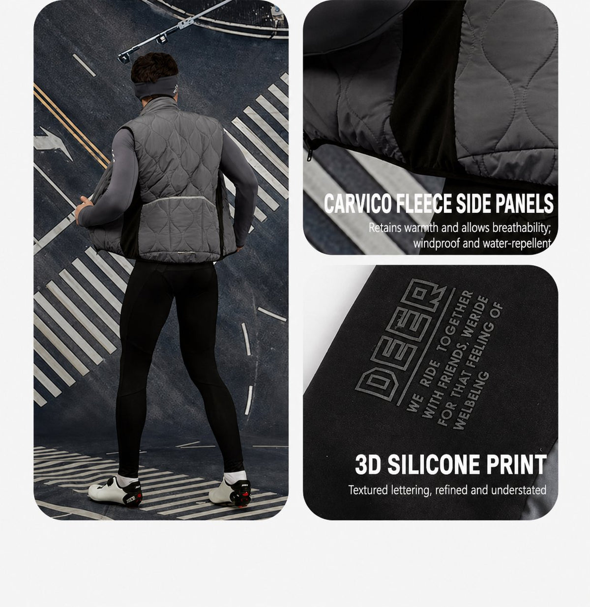 Men's Aerogel-Insulated Road Cycling Vest with Fleece Collar — product story image 22 of 29