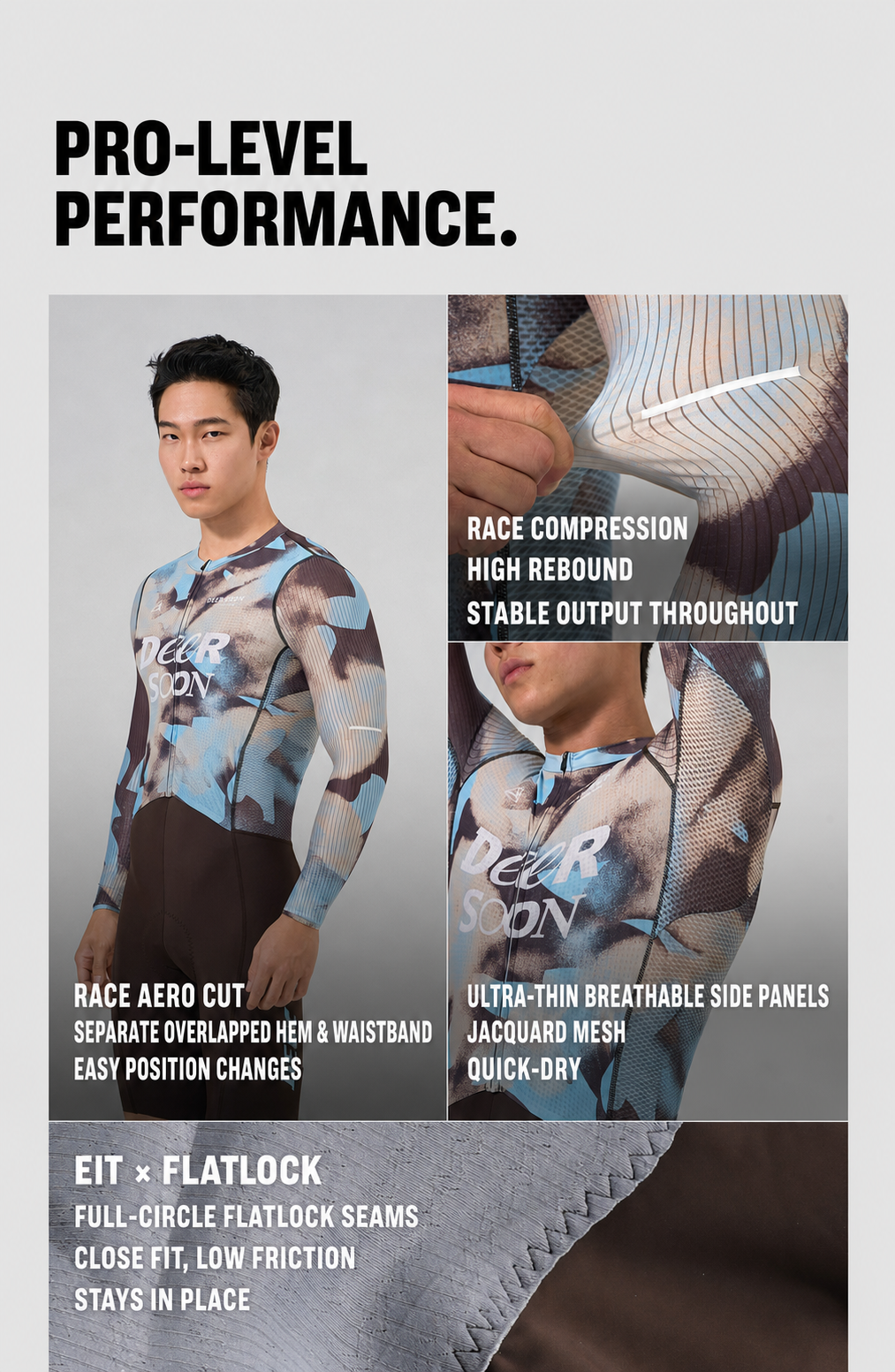 Ribbed Quick-Dry Long-Sleeve Race Cycling Jersey — product story image 06 of 12