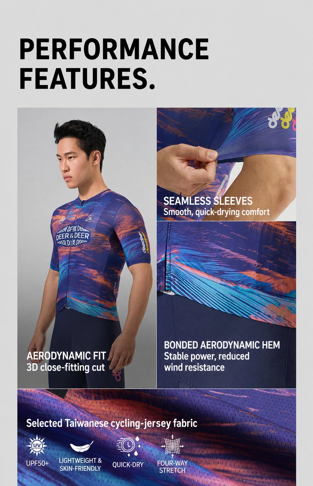 Men's Aerodynamic Mesh-Panel Summer Road Cycling Jersey — product story image 08 of 37