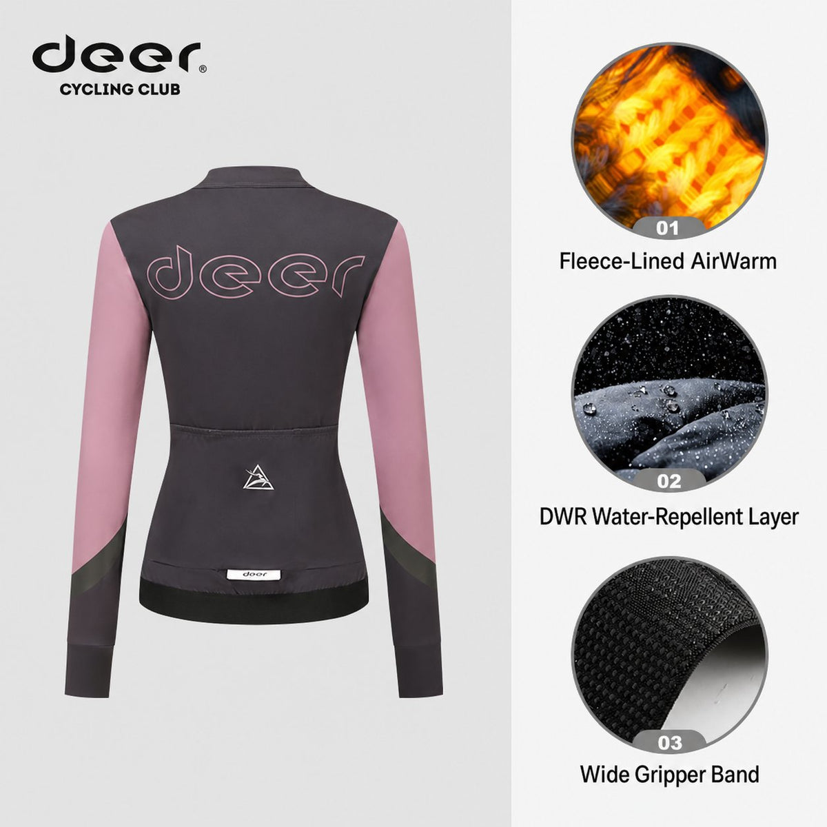 Women's Water-Repellent AirWarm Fleece Road Cycling Jersey — product story image 09 of 40