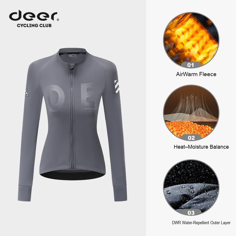 Women's AirWarm Fleece Long-Sleeve Cycling Jersey with Four Pockets — product story image 12 of 40