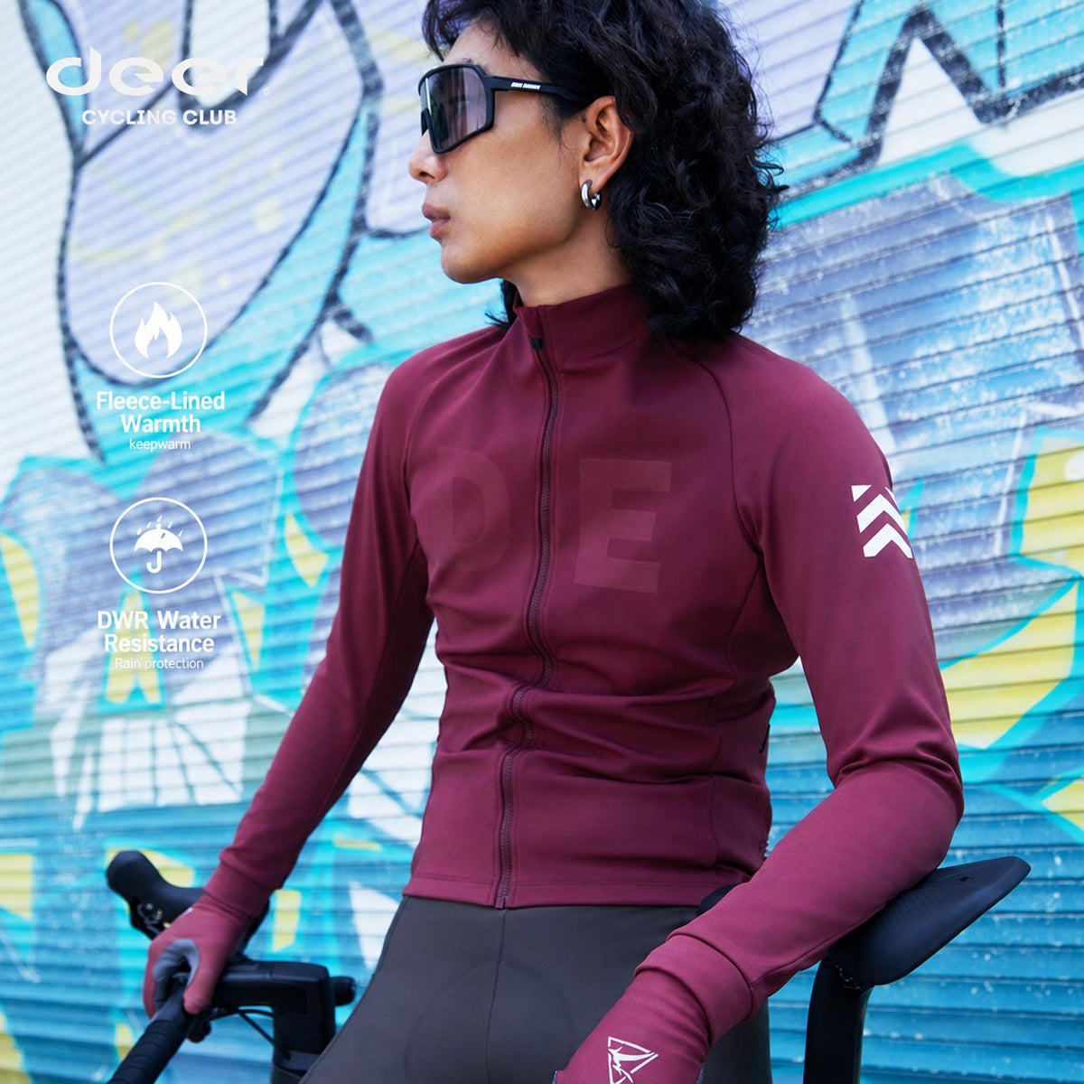 Men's AirWarm Fleece Long-Sleeve Cycling Jersey with Four Pockets — product story image 02 of 41