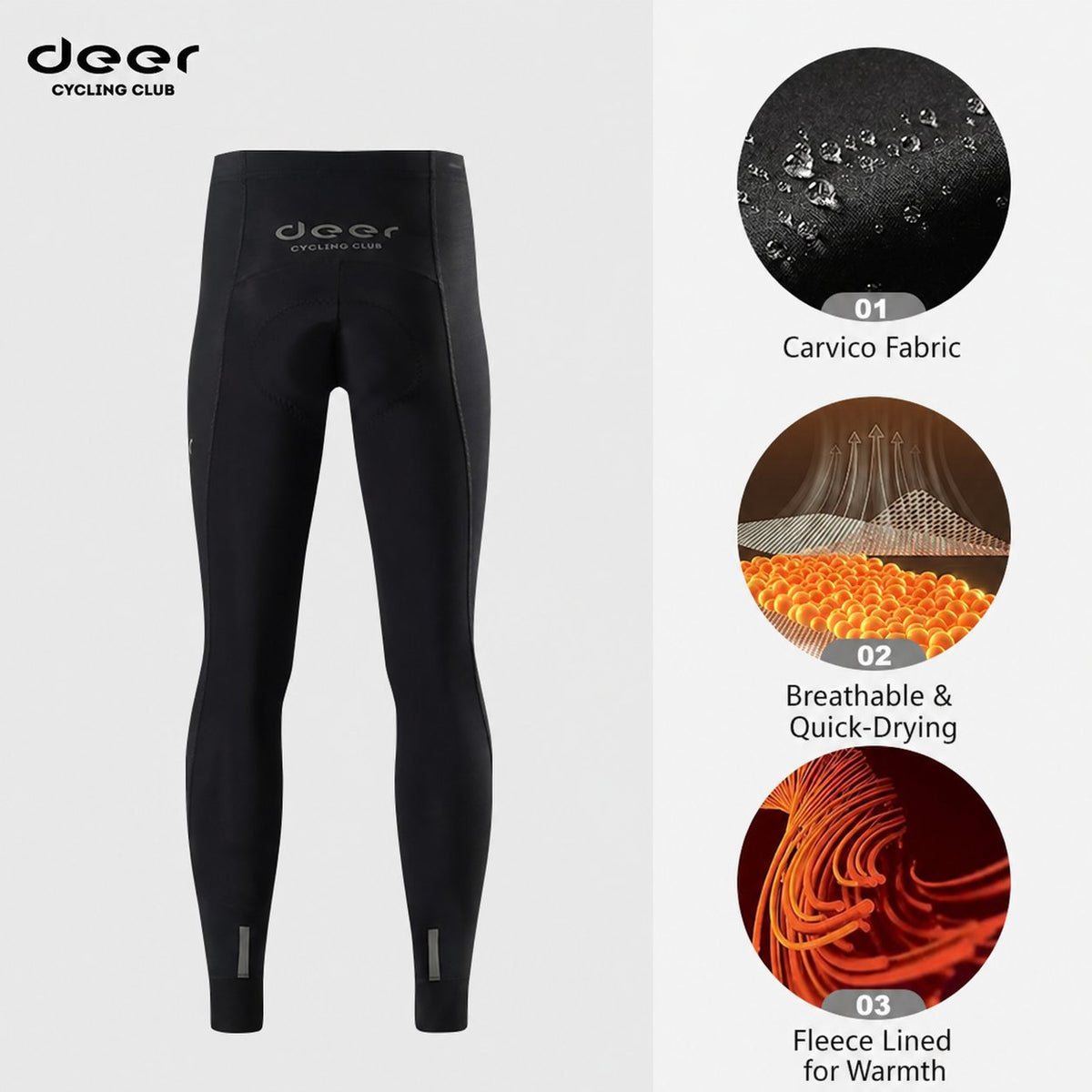 Men's Fleece-Lined Wind-Resistant Road Cycling Bib Tights — product story image 06 of 31