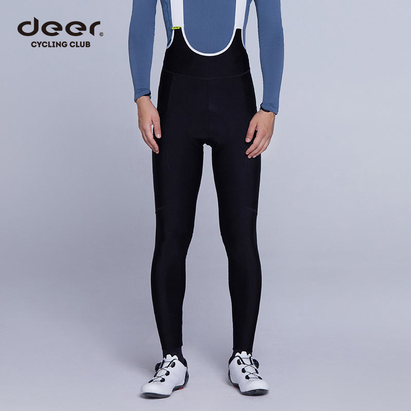 Brushed-Fleece Water-Repellent Men's Cycling Bib Tights — 4 Options