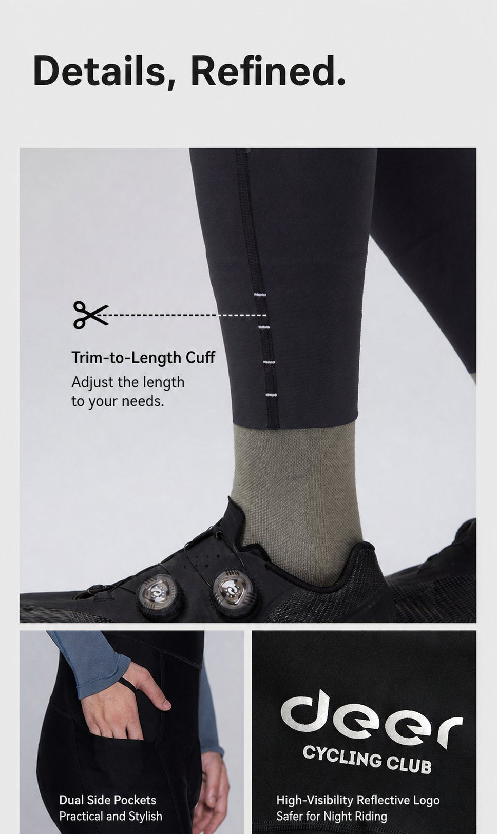 Brushed-Fleece Water-Repellent Men's Cycling Bib Tights — 4 Options