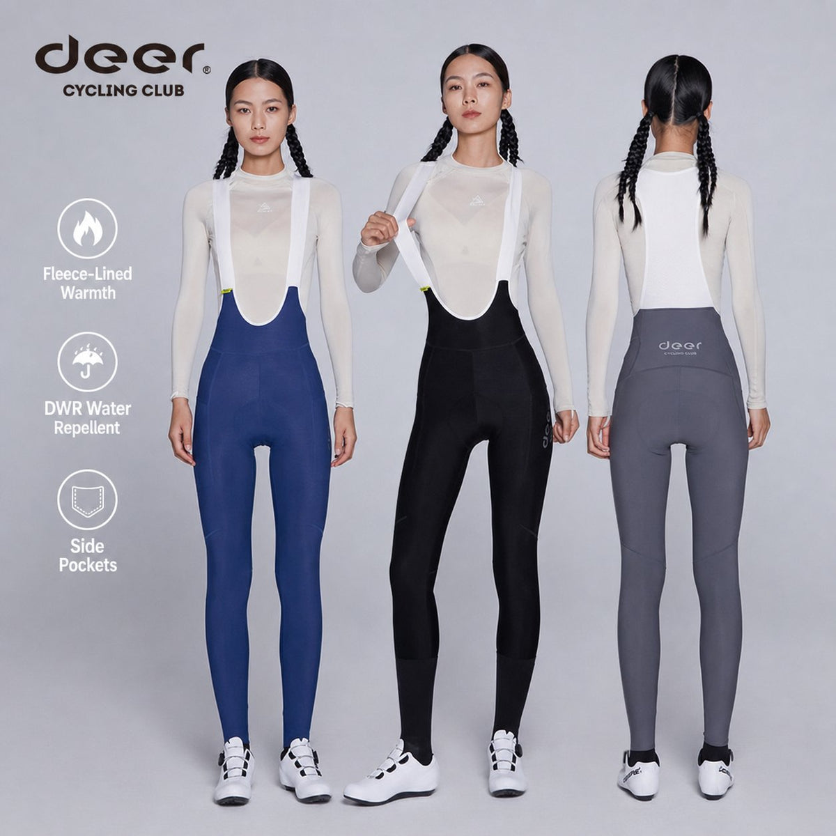 Brushed-Fleece Water-Repellent Women's Cycling Bib Tights — 5 Options