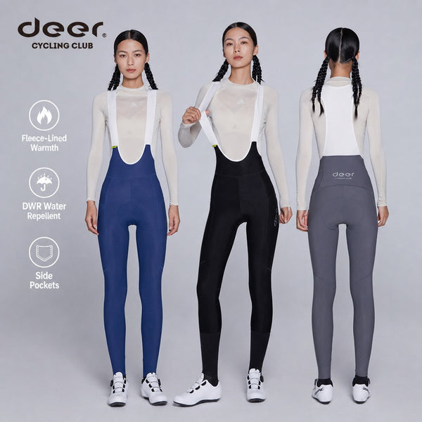 Brushed-Fleece Water-Repellent Women's Cycling Bib Tights — 5 Options