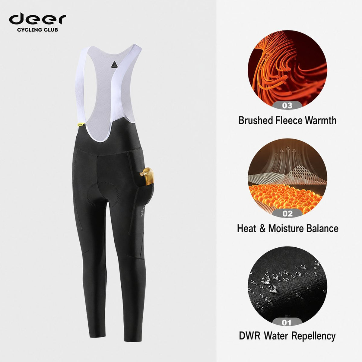 Brushed-Fleece Water-Repellent Women's Cycling Bib Tights — 5 Options