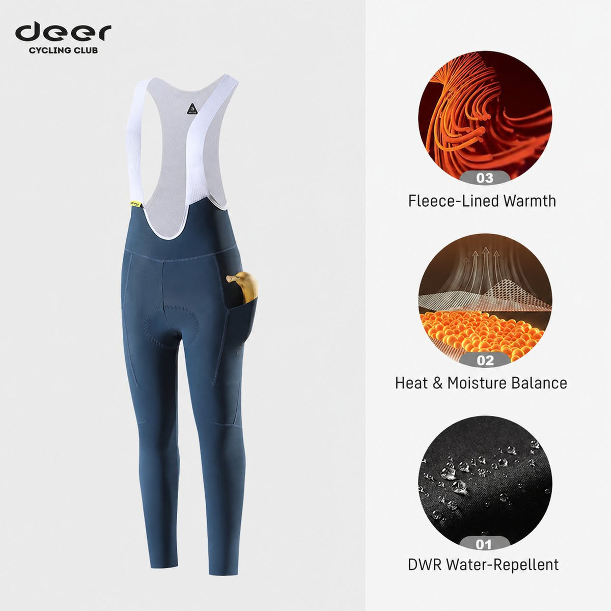 Brushed-Fleece Water-Repellent Women's Cycling Bib Tights — 5 Options