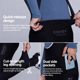 Men's Quick-Release Fleece-Lined Cold-Weather Cycling Bib Tights — thumbnail 4 of 29