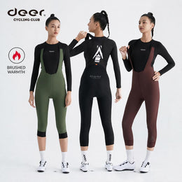 Women's Wind-Resistant Brushed Three-Quarter Cycling Bib Tights — thumbnail 1 of 43