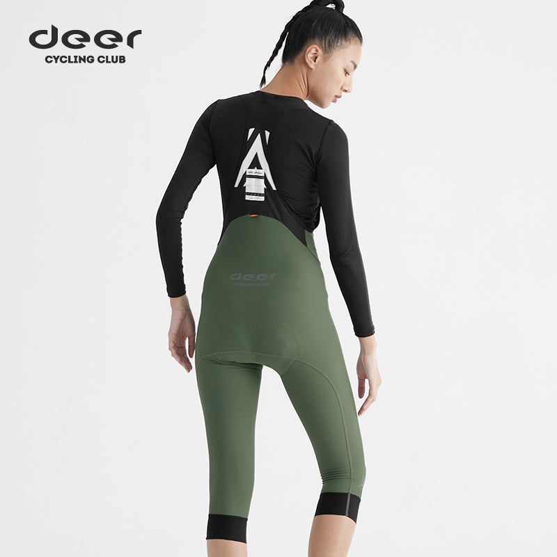 Women's Wind-Resistant Brushed Three-Quarter Cycling Bib Tights — product story image 03 of 43