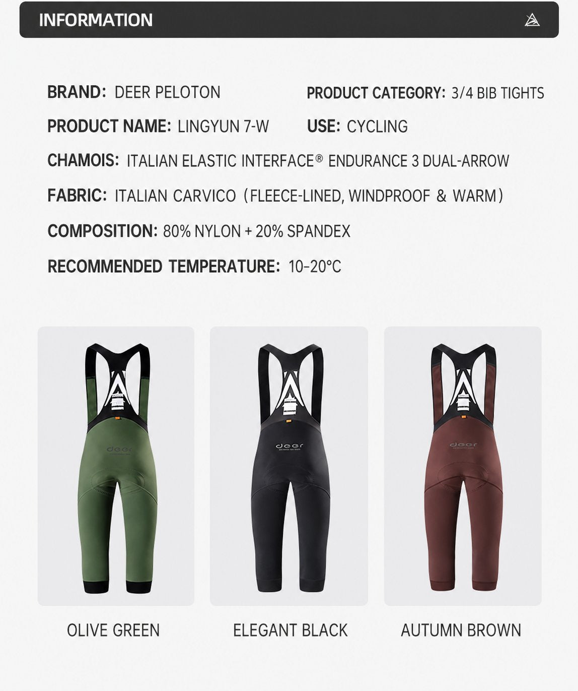 Women's Wind-Resistant Brushed Three-Quarter Cycling Bib Tights — product story image 11 of 43