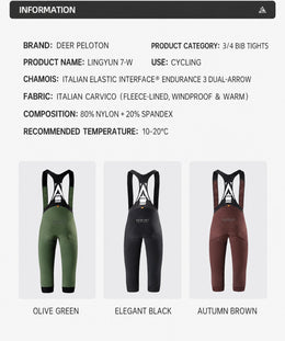 Women's Wind-Resistant Brushed Three-Quarter Cycling Bib Tights — thumbnail 11 of 43