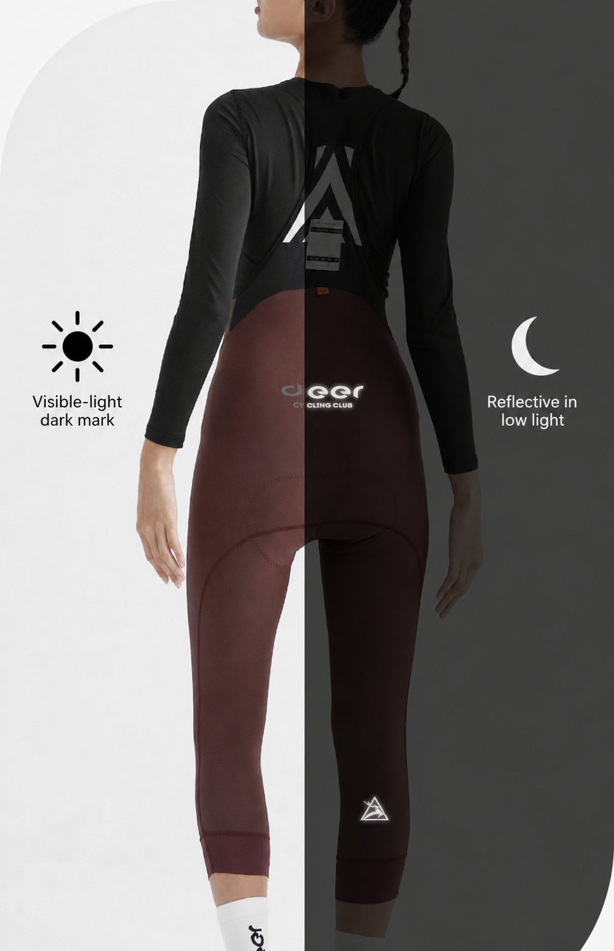 Women's Wind-Resistant Brushed Three-Quarter Cycling Bib Tights — product story image 26 of 43