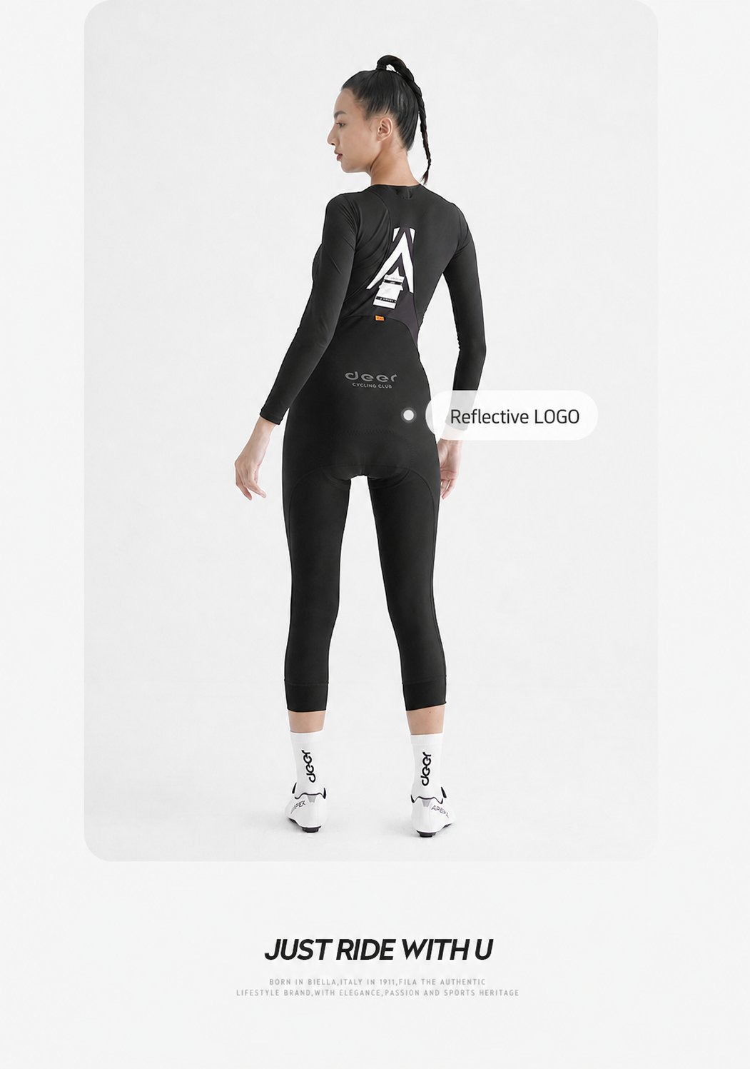 Women's Wind-Resistant Brushed Three-Quarter Cycling Bib Tights — product story image 31 of 43