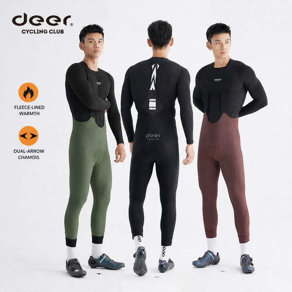 Men's Wind-Resistant Brushed Three-Quarter Cycling Bib Tights