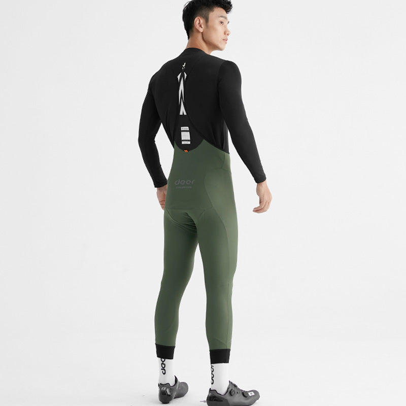 Men's Wind-Resistant Brushed Three-Quarter Cycling Bib Tights — product story image 02 of 40
