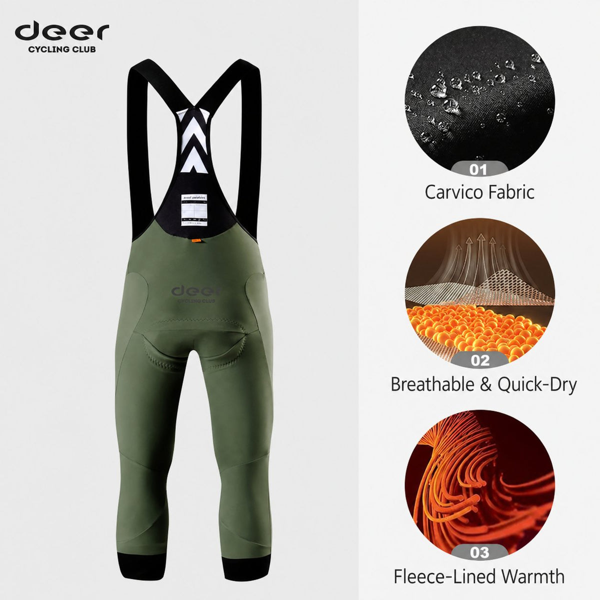 Men's Wind-Resistant Brushed Three-Quarter Cycling Bib Tights — product story image 08 of 40