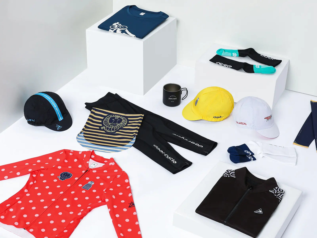 Cycling apparel grouped for a custom program review