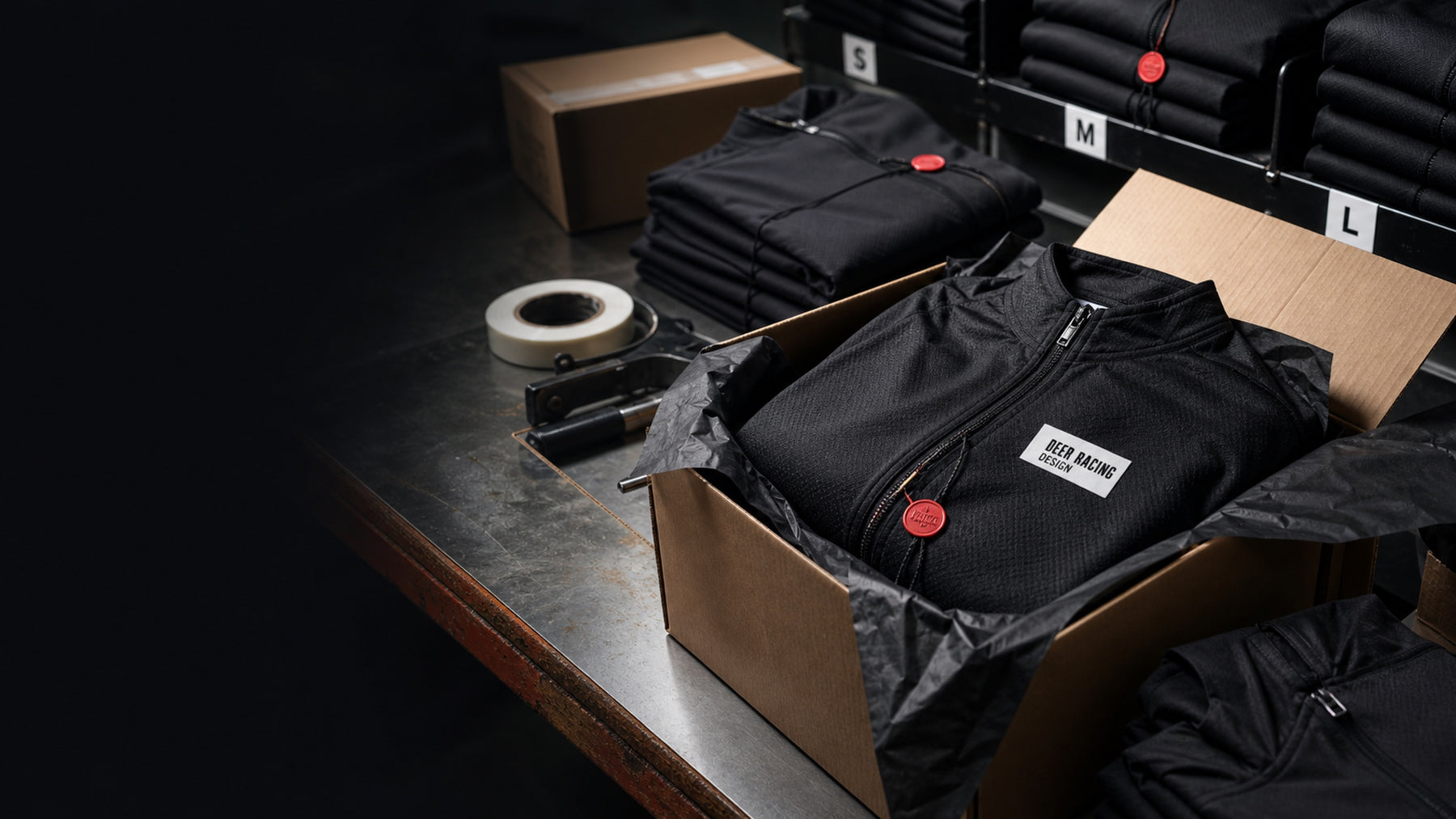 Illustrative cycling apparel packing and fulfillment planning view