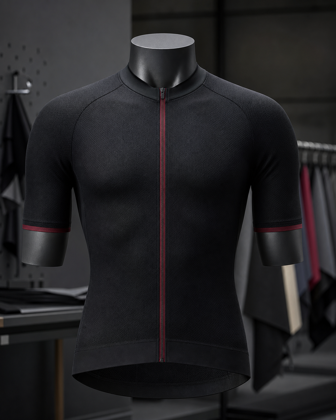 Illustrative DEER cycling jersey inspection view for team-kit product review