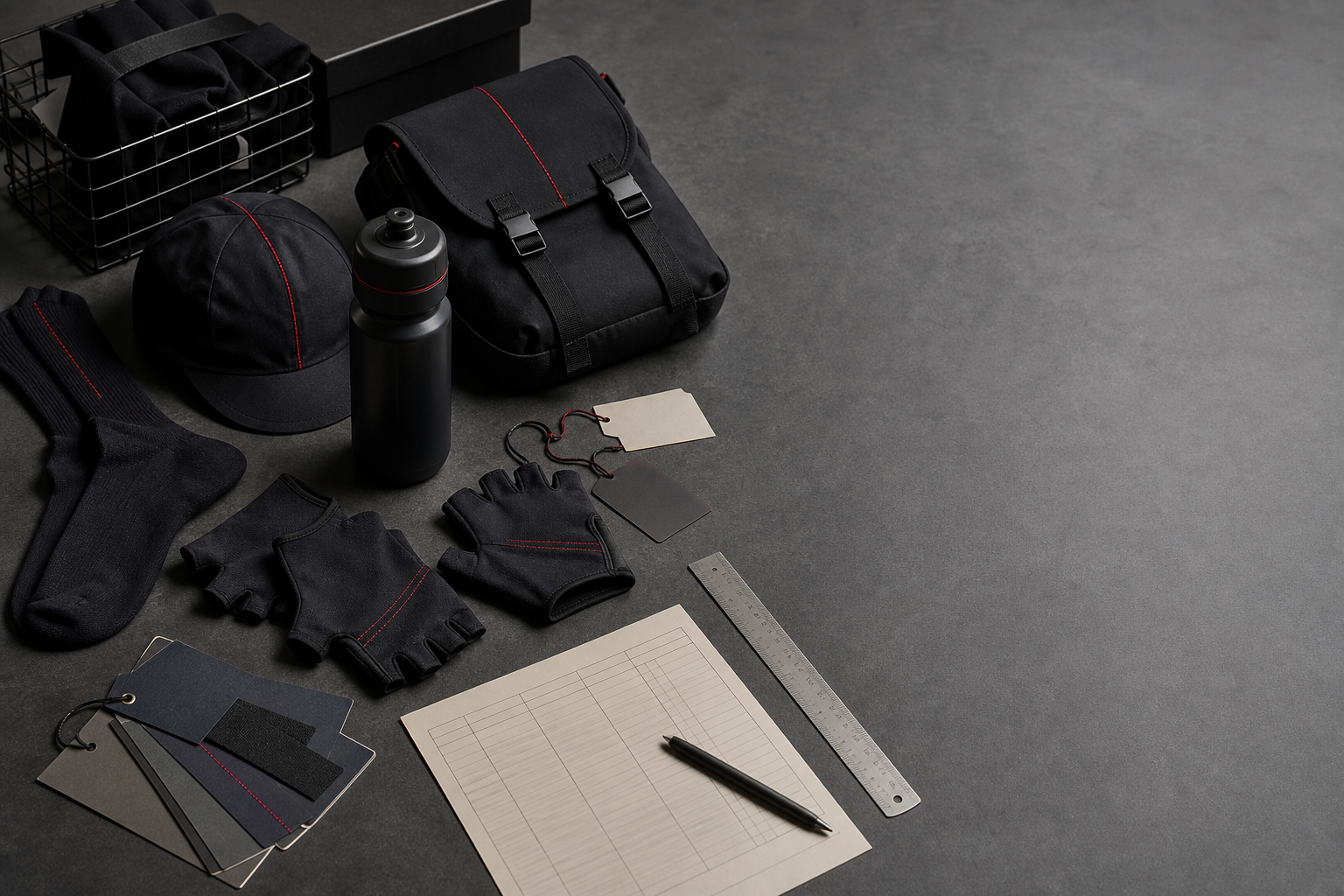 Illustrative cycling accessories arranged for rider, event or retail allocation